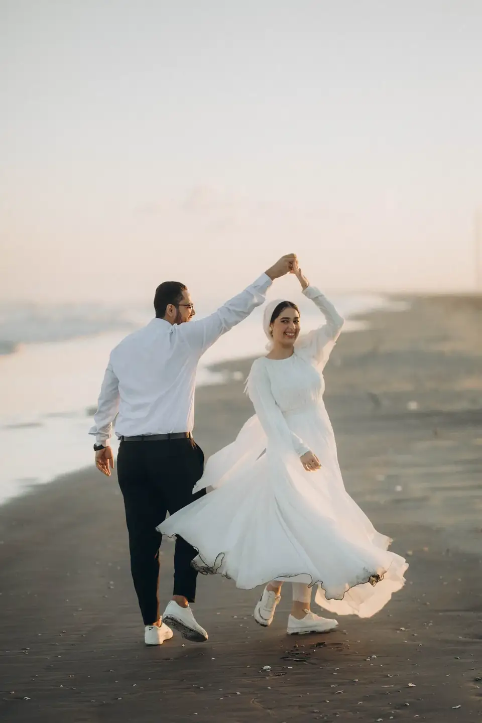 Wedding couple in cinematic light